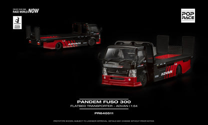 [Pre-Order] Pop Race Pandem Fuso 300 Advan Flatbed Transporter PR640511 1/64 Diecast