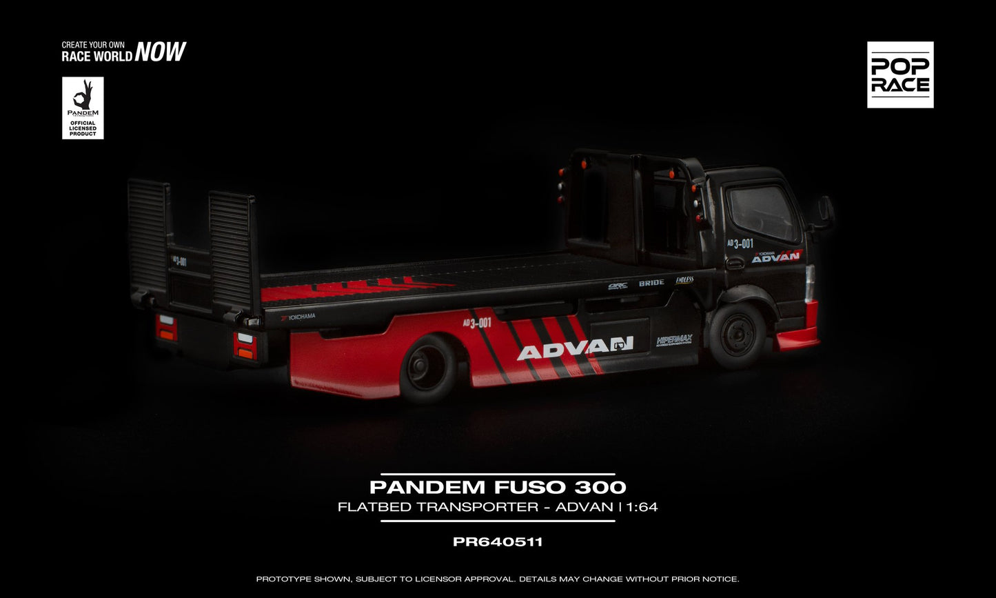 [Pre-Order] Pop Race Pandem Fuso 300 Advan Flatbed Transporter PR640511 1/64 Diecast