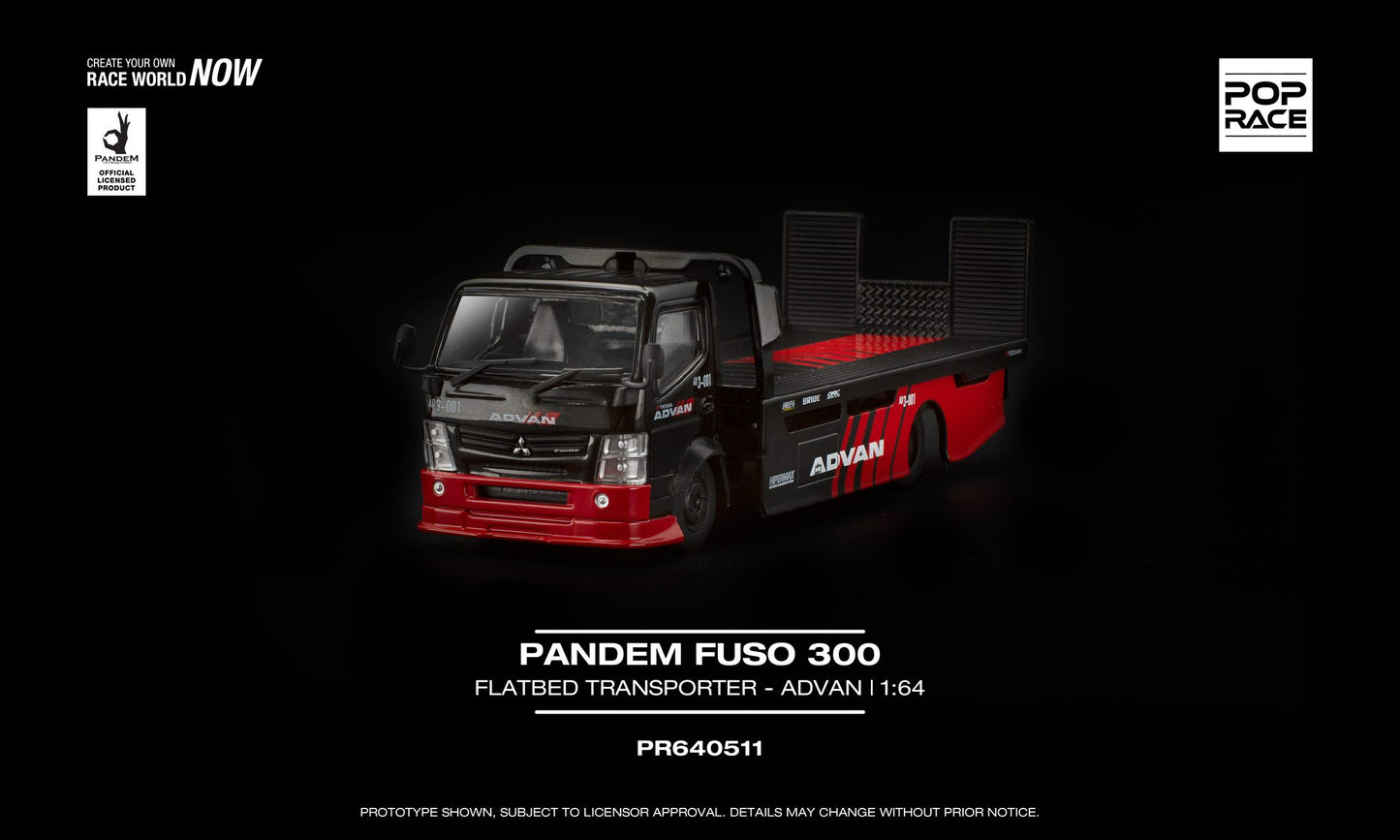[Pre-Order] Pop Race Pandem Fuso 300 Advan Flatbed Transporter PR640511 1/64 Diecast