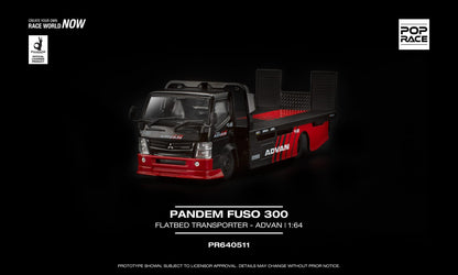[Pre-Order] Pop Race Pandem Fuso 300 Advan Flatbed Transporter PR640511 1/64 Diecast