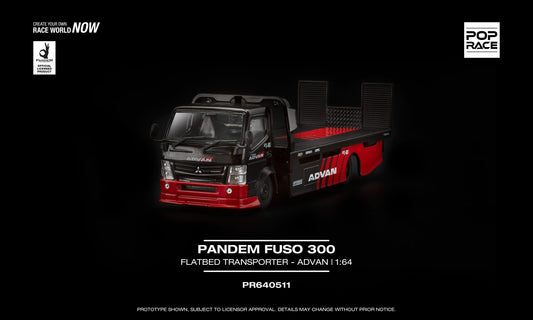 [Pre-Order] Pop Race Pandem Fuso 300 Advan Flatbed Transporter PR640511 1/64 Diecast