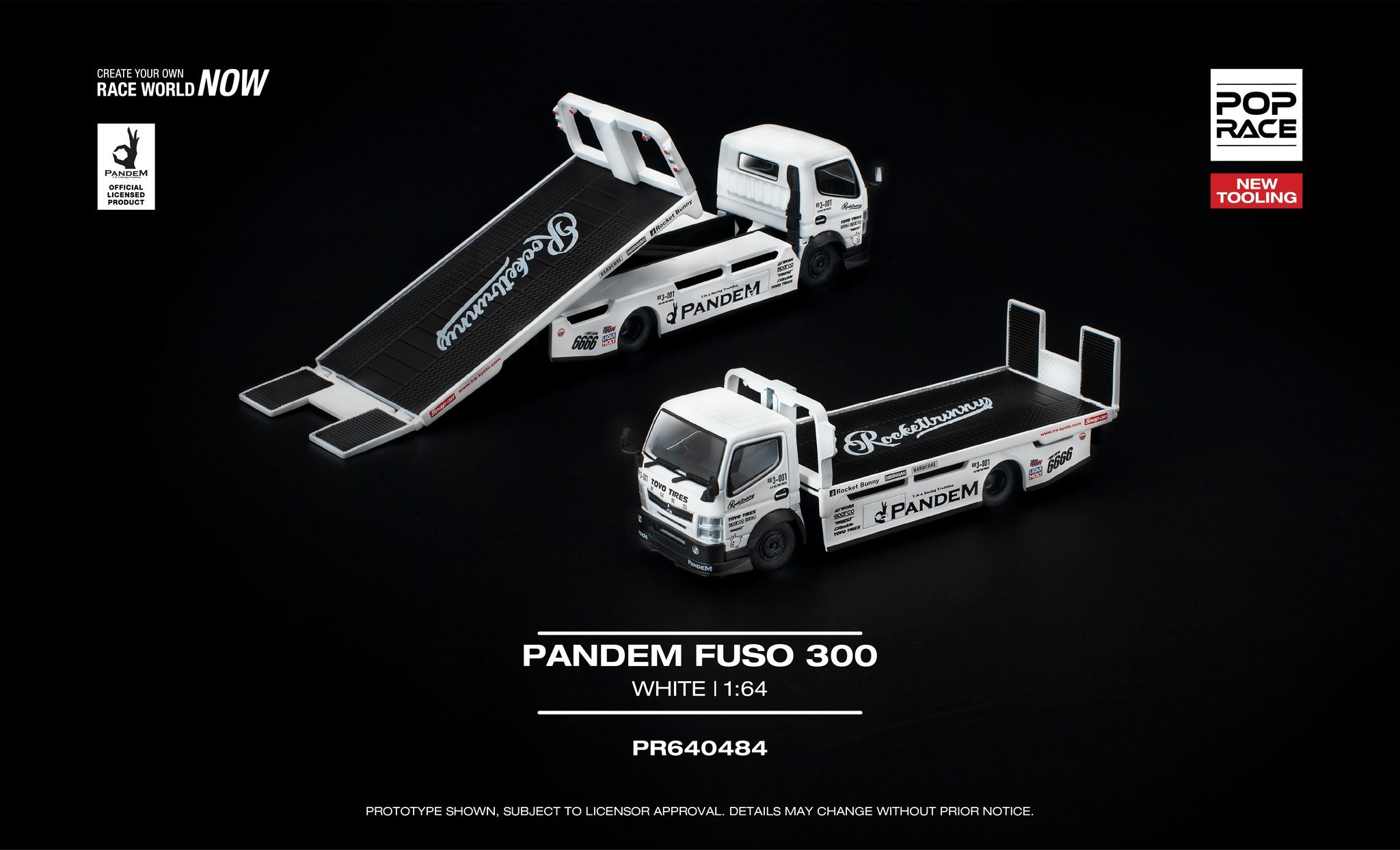 Pre-Order] Pop Race Pandem Fuso 300 White PR640484 1/64 Diecast
