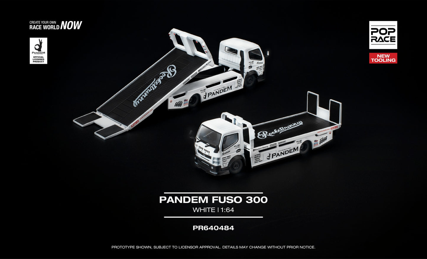 [Pre-Order] Pop Race Pandem Fuso 300 White PR640484 1/64 Diecast