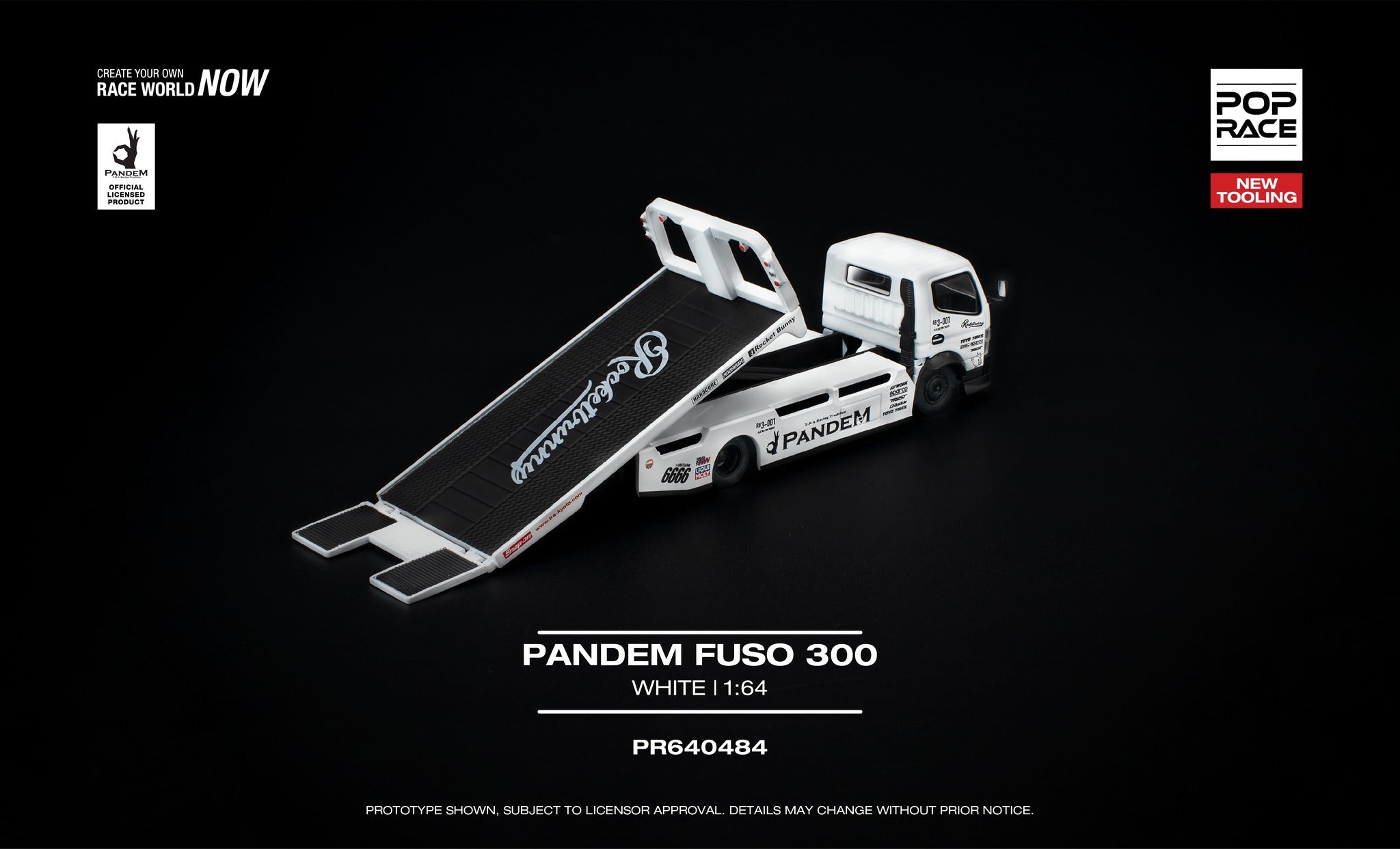 Pre-Order] Pop Race Pandem Fuso 300 White PR640484 1/64 Diecast