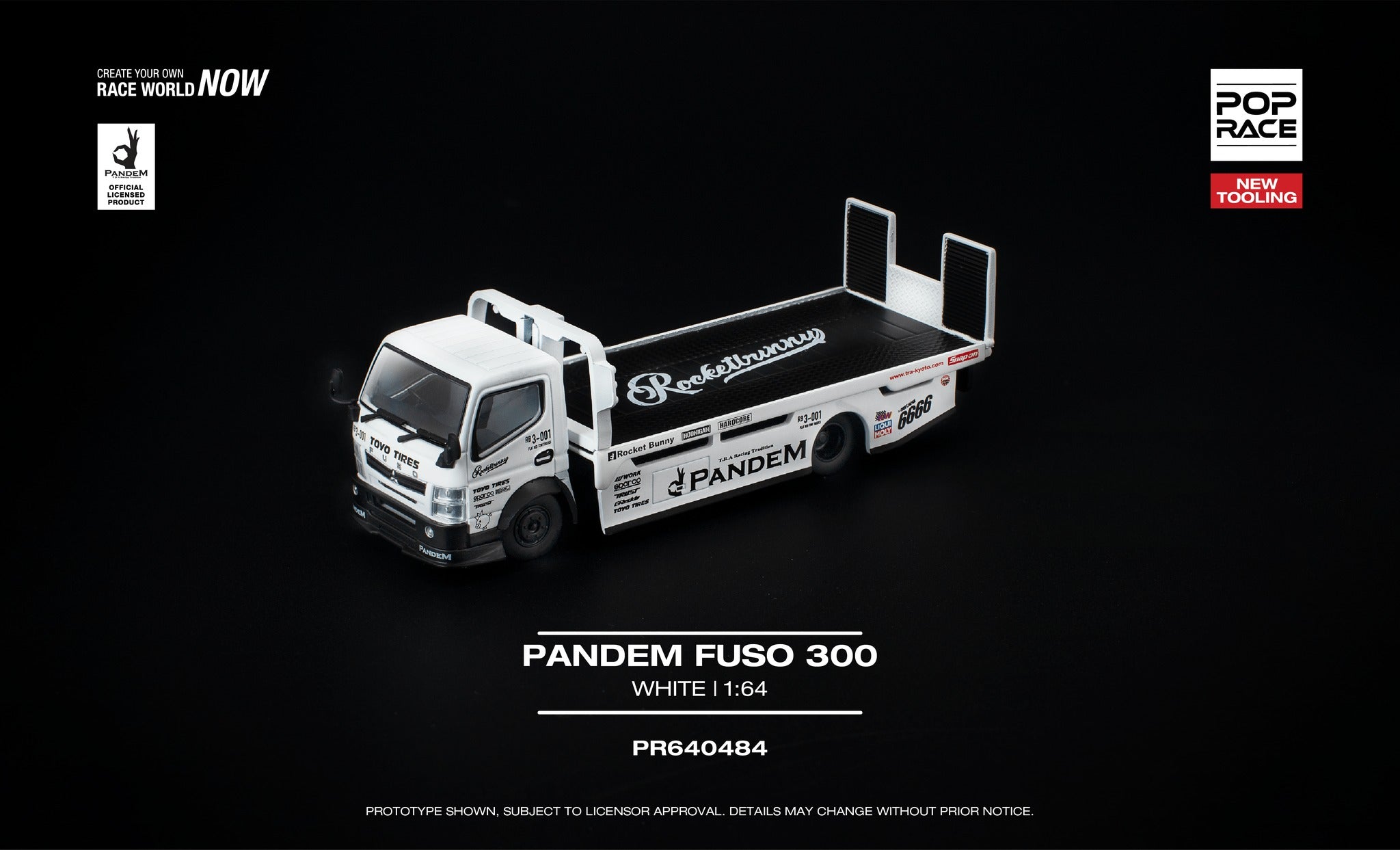 Pre-Order] Pop Race Pandem Fuso 300 White PR640484 1/64 Diecast