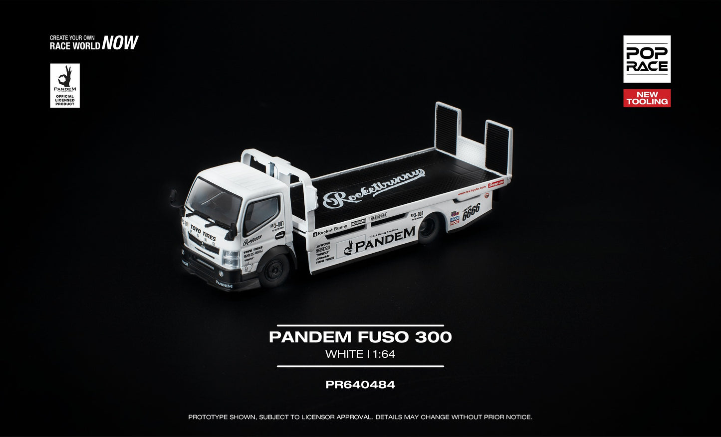 [Pre-Order] Pop Race Pandem Fuso 300 White PR640484 1/64 Diecast