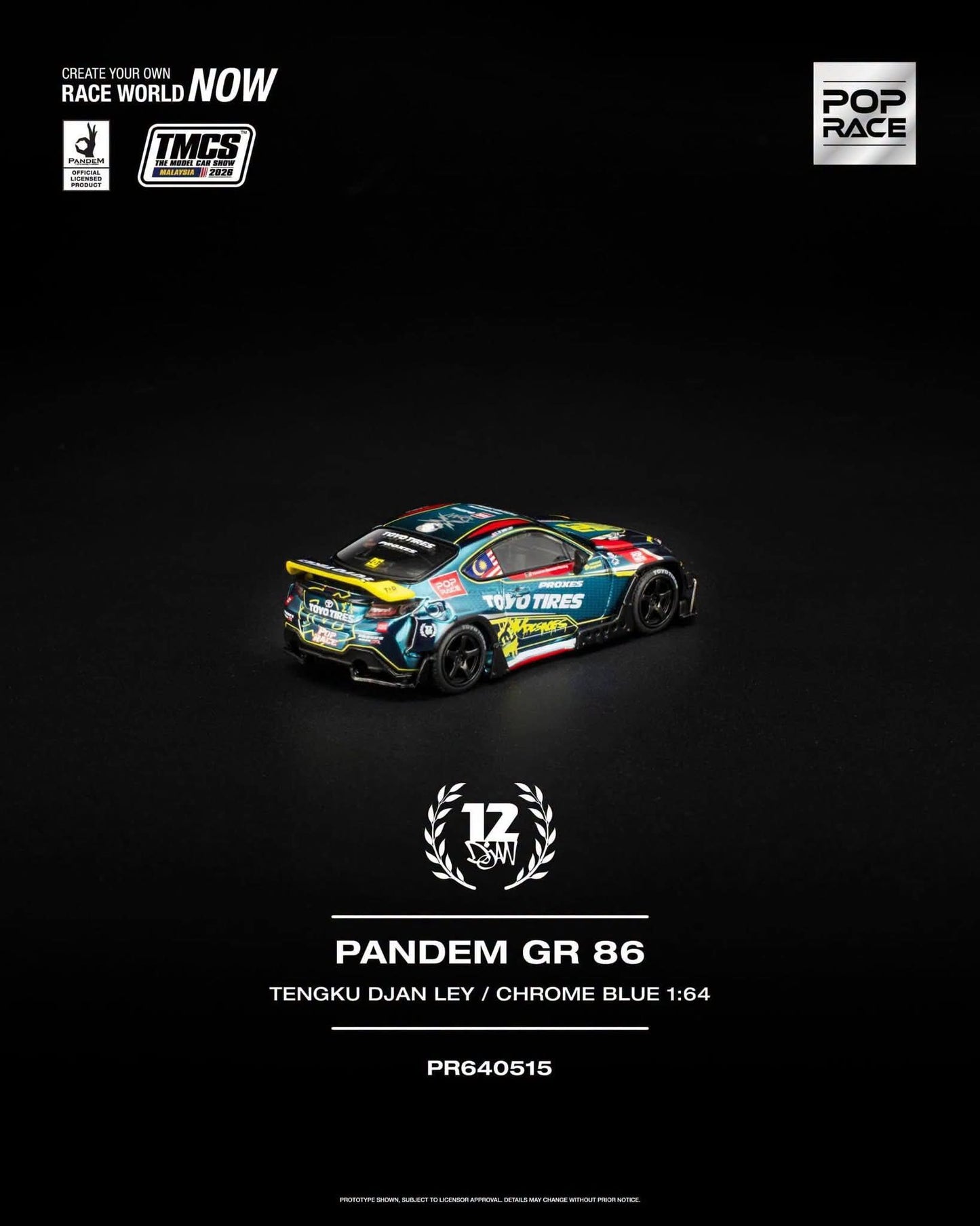 Pop Race Pandem GR 86 TengKu Djan Ley Chrome Blue TMCS 2026 PR640515 1/64 Diecast