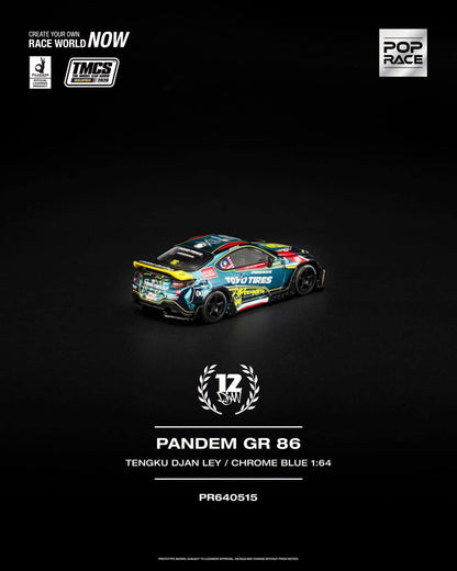 Pop Race Pandem GR 86 TengKu Djan Ley Chrome Blue TMCS 2026 PR640515 1/64 Diecast
