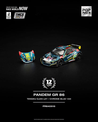 Pop Race Pandem GR 86 TengKu Djan Ley Chrome Blue TMCS 2026 PR640515 1/64 Diecast