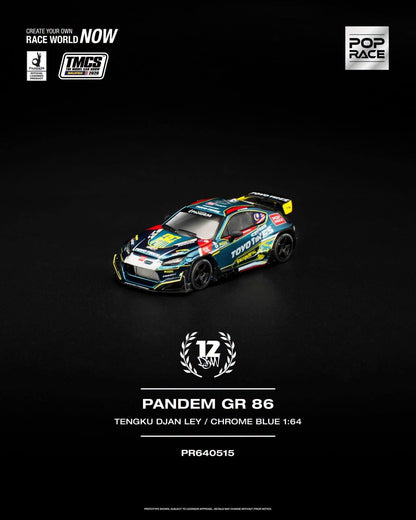 Pop Race Pandem GR 86 TengKu Djan Ley Chrome Blue TMCS 2026 PR640515 1/64 Diecast