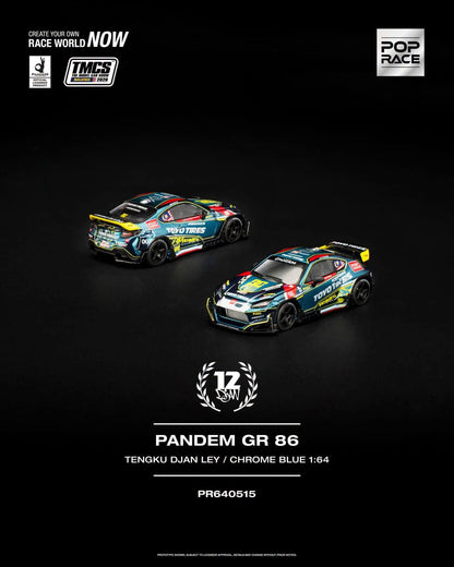Pop Race Pandem GR 86 TengKu Djan Ley Chrome Blue TMCS 2026 PR640515 1/64 Diecast