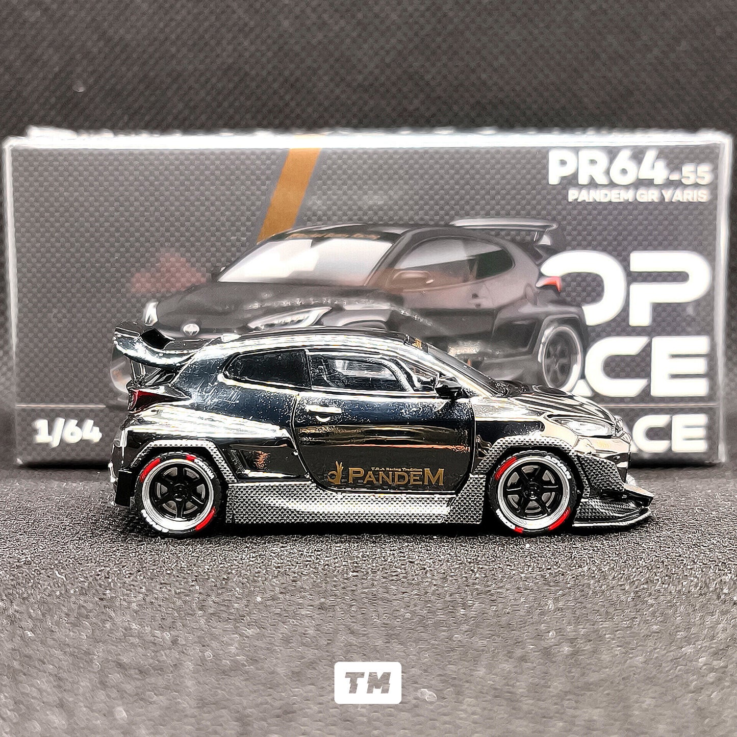 Pop Race Pandem GR Yaris Black Rims PR64055 1/64 Diecast