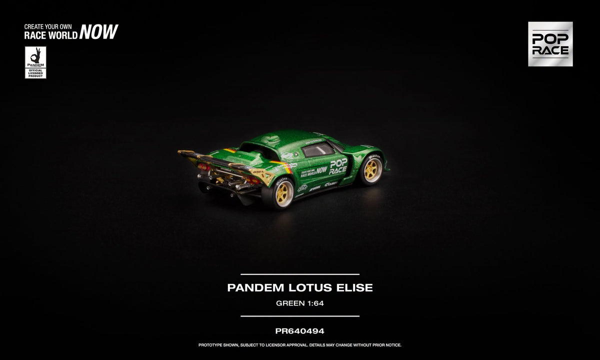 [Pre-Order] Pop Race Pandem Lotus Elise Green PR640494 1/64 Diecast