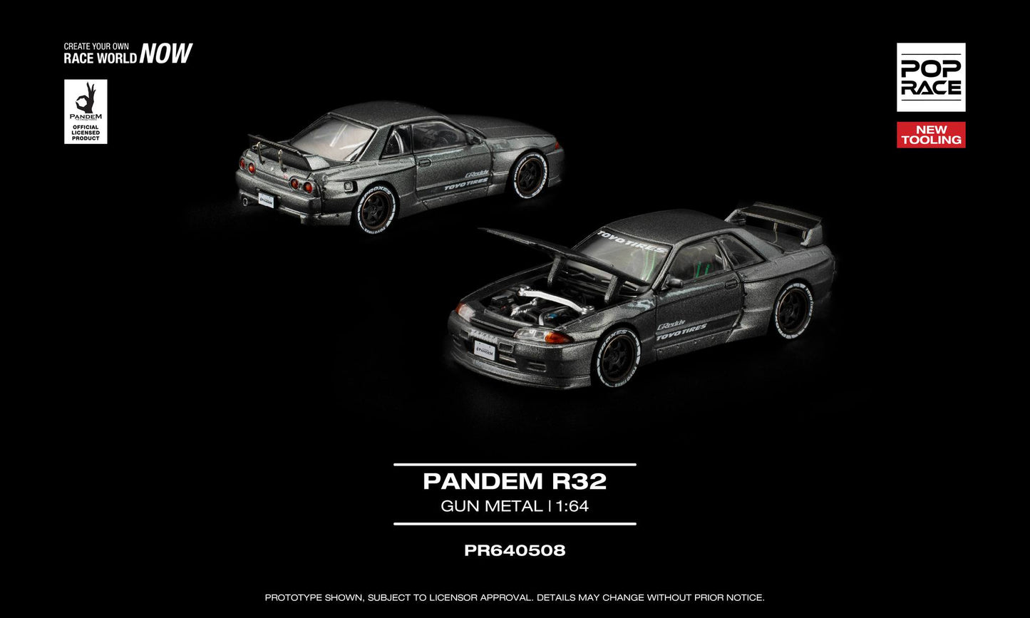 [Pre-Order] Pop Race Pandem R32 Gun Metal PR640508 1/64 Diecast