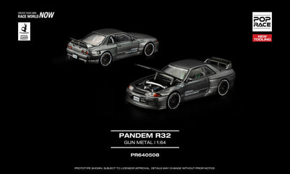 [Pre-Order] Pop Race Pandem R32 Gun Metal PR640508 1/64 Diecast