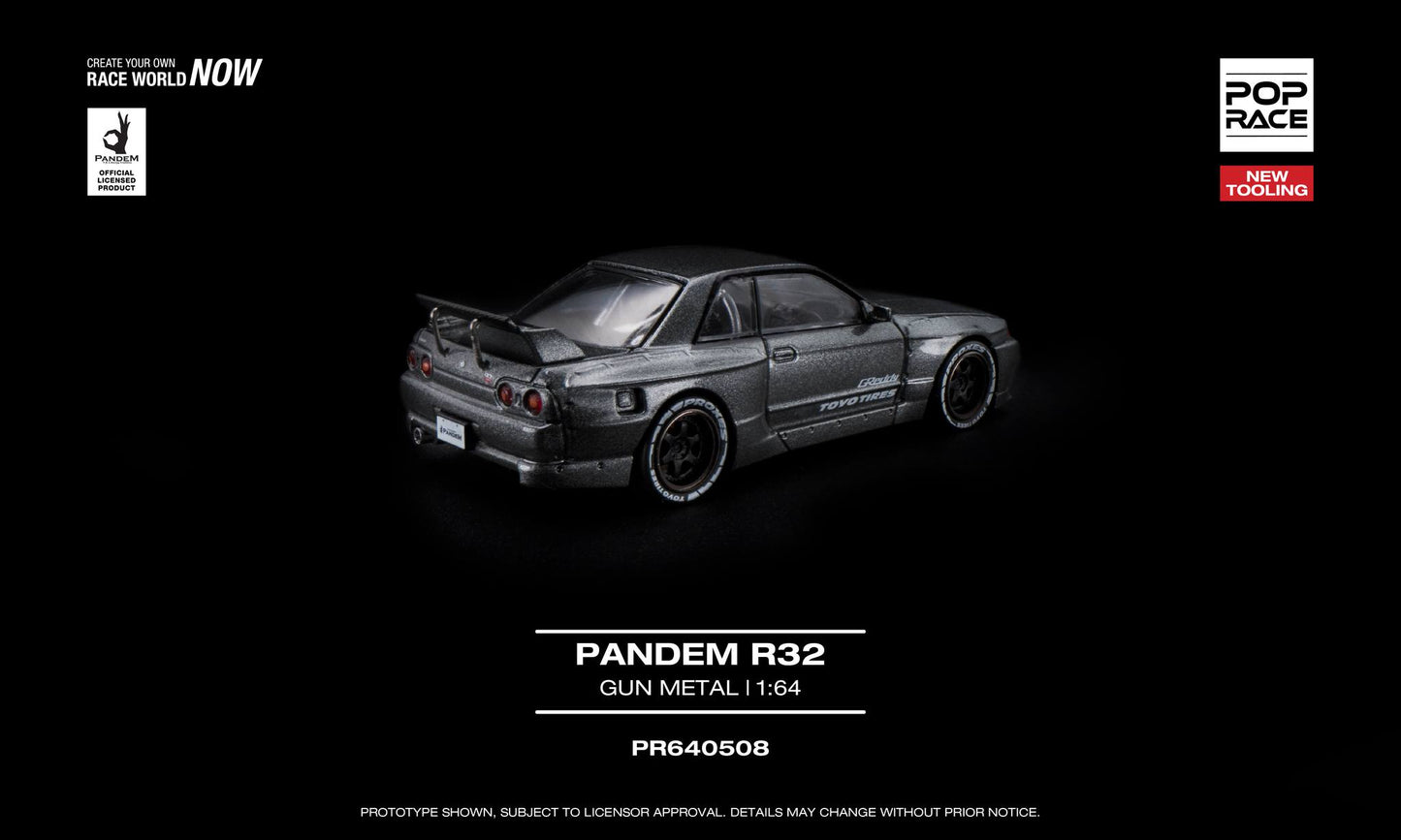 [Pre-Order] Pop Race Pandem R32 Gun Metal PR640508 1/64 Diecast