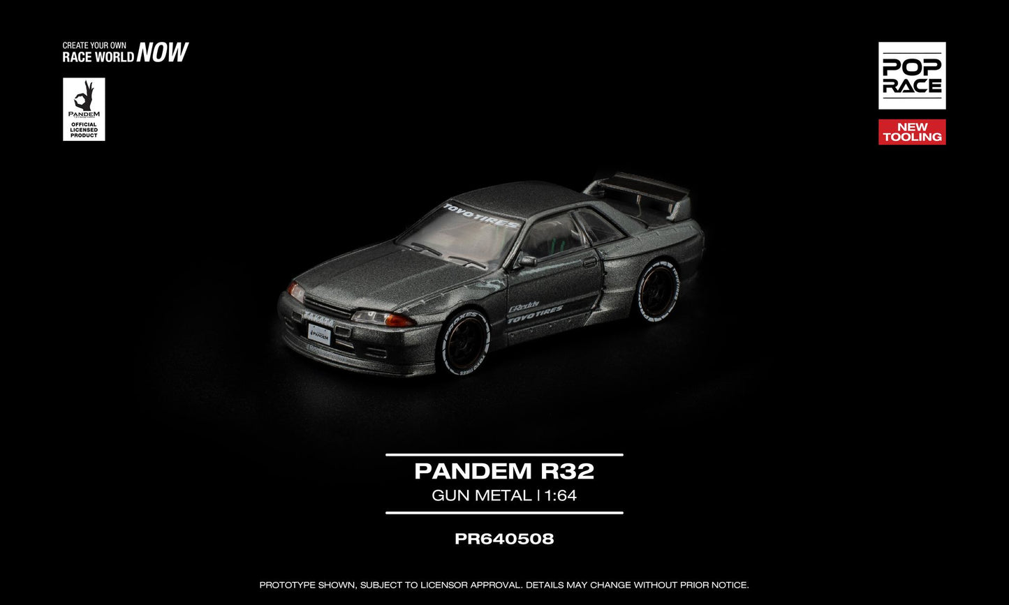 [Pre-Order] Pop Race Pandem R32 Gun Metal PR640508 1/64 Diecast