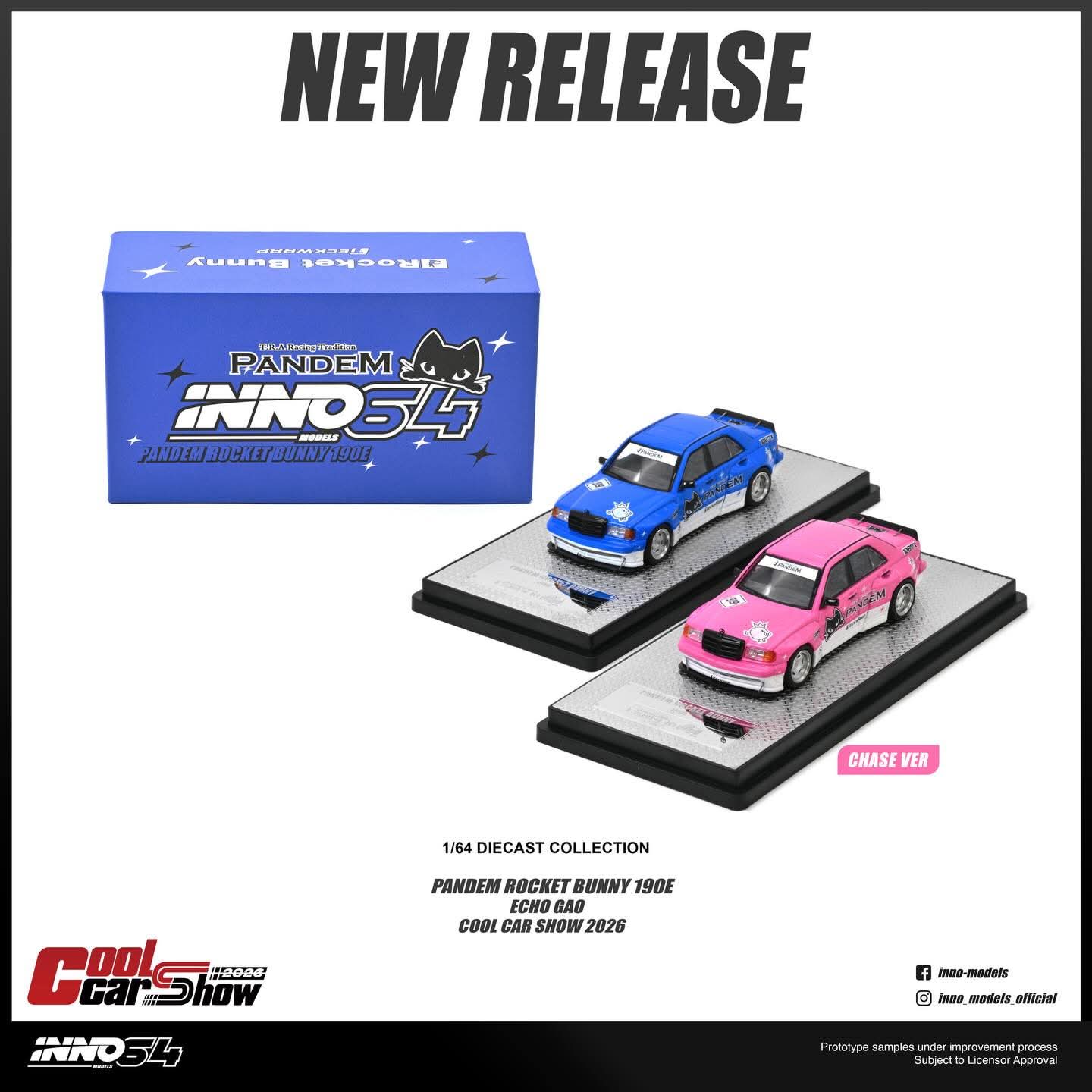 CHASE! Inno64 Pandem Rocket Bunny 190E CHASE Echo Gao Cool Car Show 2026 1/64 Diecast