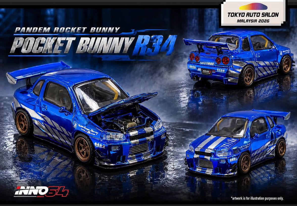 INNO64 Pandem Rocket Bunny Pocket Bunny R34 FF Blue TASMY 2026 1/64 Diecast