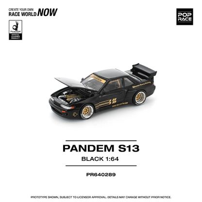 Pop Race Pandem S13 Black PR640289 1/64 Diecast