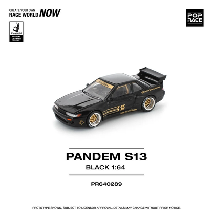 Pop Race Pandem S13 Black PR640289 1/64 Diecast