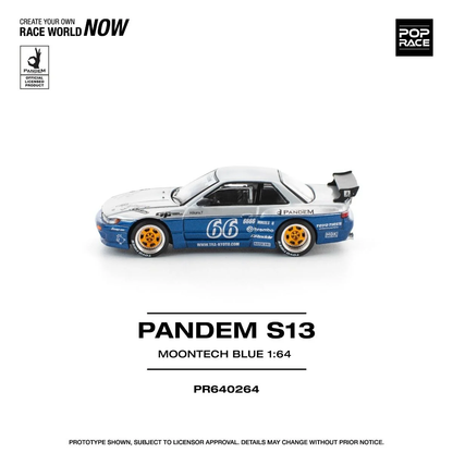 Pop Race Pandem S13 MoonTech Blue PR640264 1/64 Diecast
