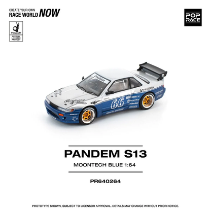 Pop Race Pandem S13 MoonTech Blue PR640264 1/64 Diecast
