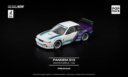 [Pre-Order] Pop Race Pandem S13 White Purple PR640455 1/64 Diecast