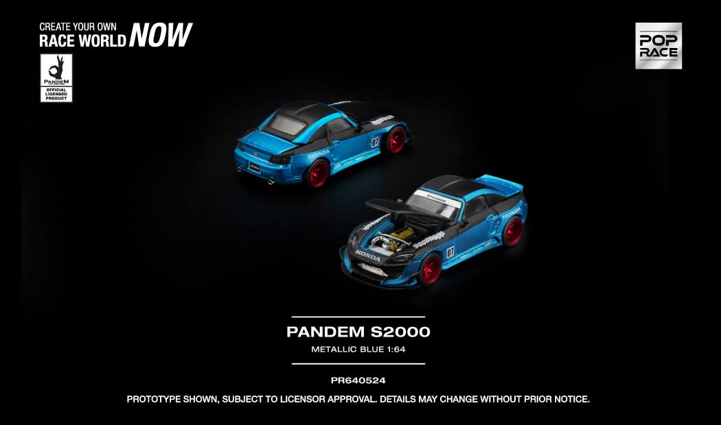 [Pre-Order] Pop Race Pandem S2000 Metallic Blue PR640524 1/64 Diecast