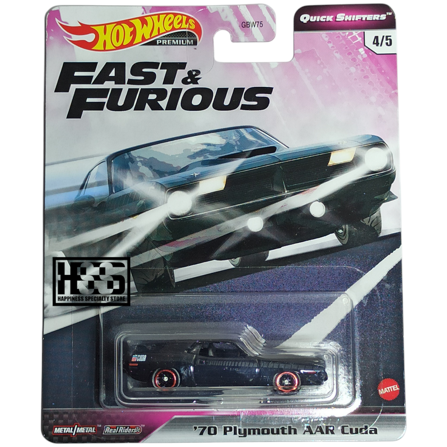 Hot Wheels Plymouth 70 AAR Cuda Black 2020 Premium Fast and Furious Quick Shifters 1/64 Die Cast