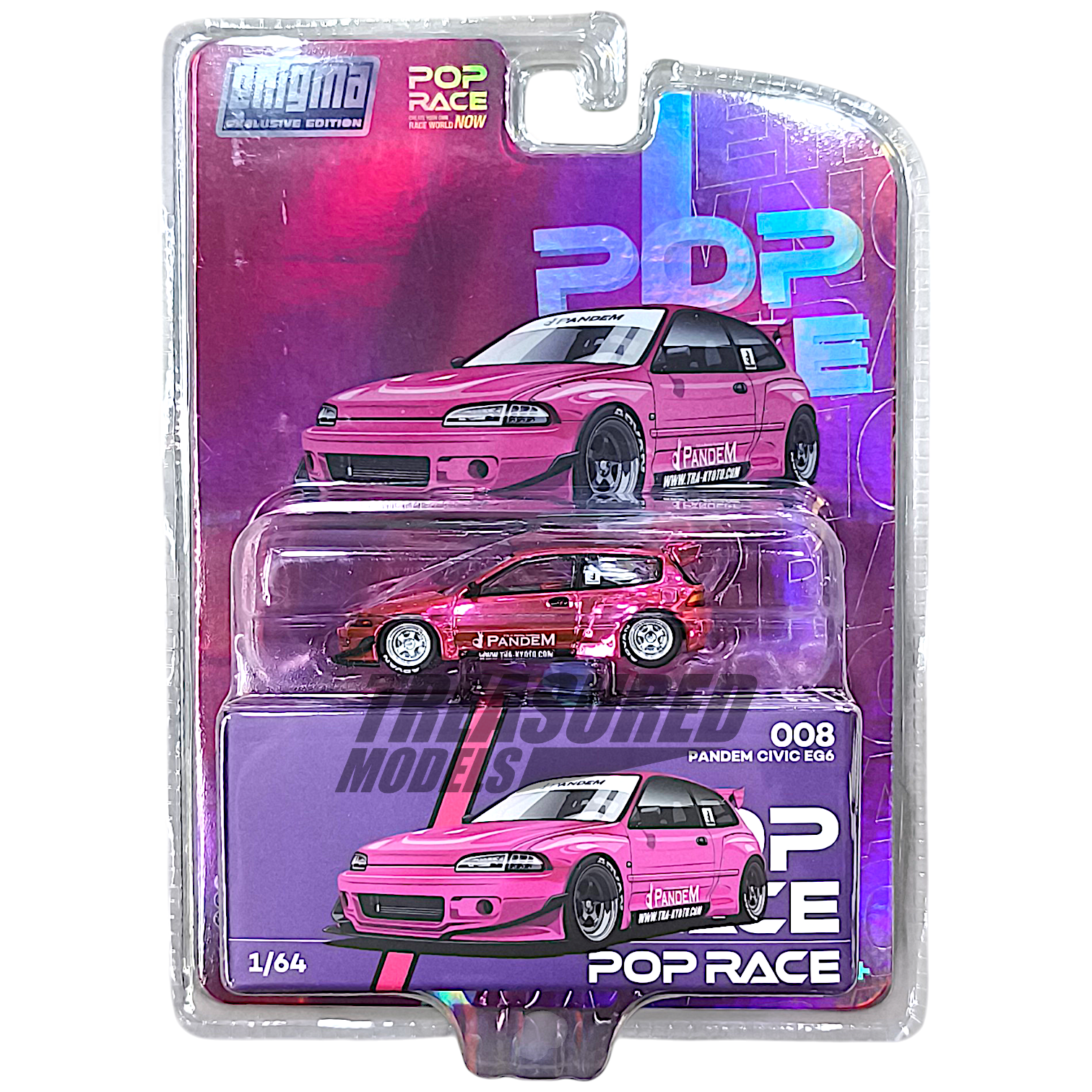 Pop Race CHASE Honda Pandem Civic EG6 - Pink GRP-PRE008 1/64 Diecast