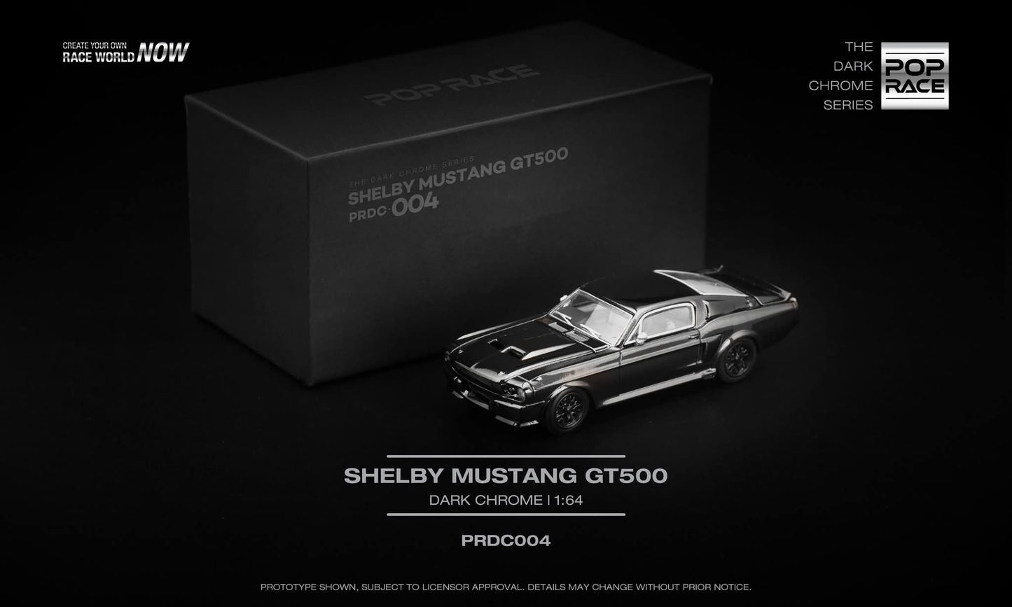 Pop Race Ford Shelby Mustang GT500 Dark Chrome PRDC004 1/64 Diecast
