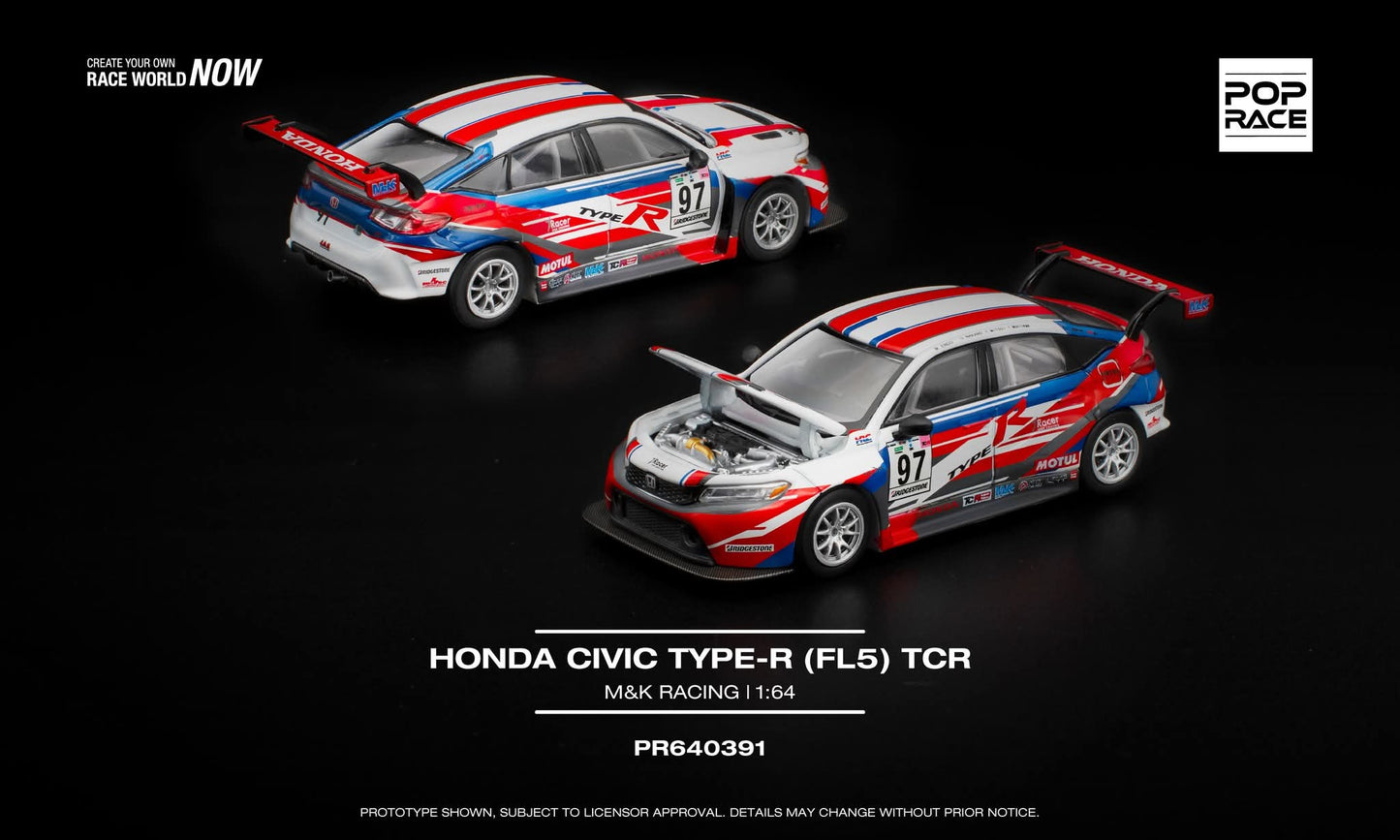 Pop Race Honda Civic Type-R FL5 TCR M&K Racing PR640391 1/64 Diecast