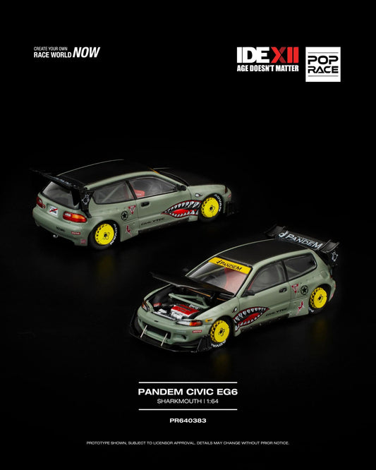 Pop Race Honda Pandem Civic EG6 Sharkmouth IDE 2025 PR640383 1/64 Diecast