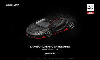 Pop Race Lamborghini Centenario Carbon Red PR640436 1/64 Diecast