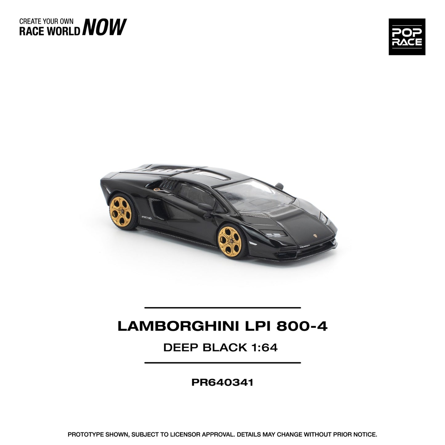Pop Race Lamborghini Countach LPI 800-4 Deep Black PR640341 1/64 Die Cast