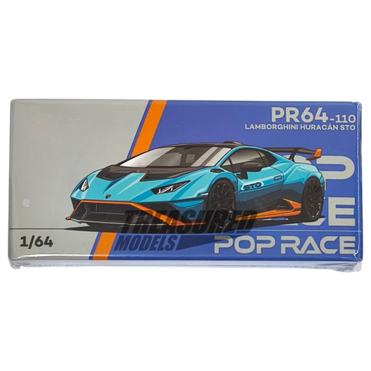 Pop Race Lamborghini Huracan STO Blue PR64-0110 1/64 Die Cast