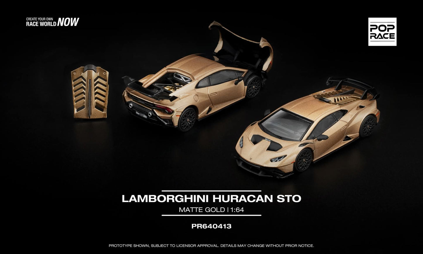 Pop Race Lamborghini Huracan STO Matte Gold PR640413 1/64 Diecast
