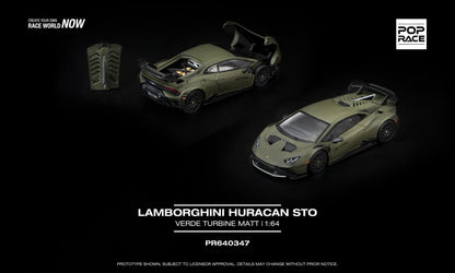 Pop Race Lamborghini Huracan STO Verde Turbine Matt PR640347 1/64 Diecast