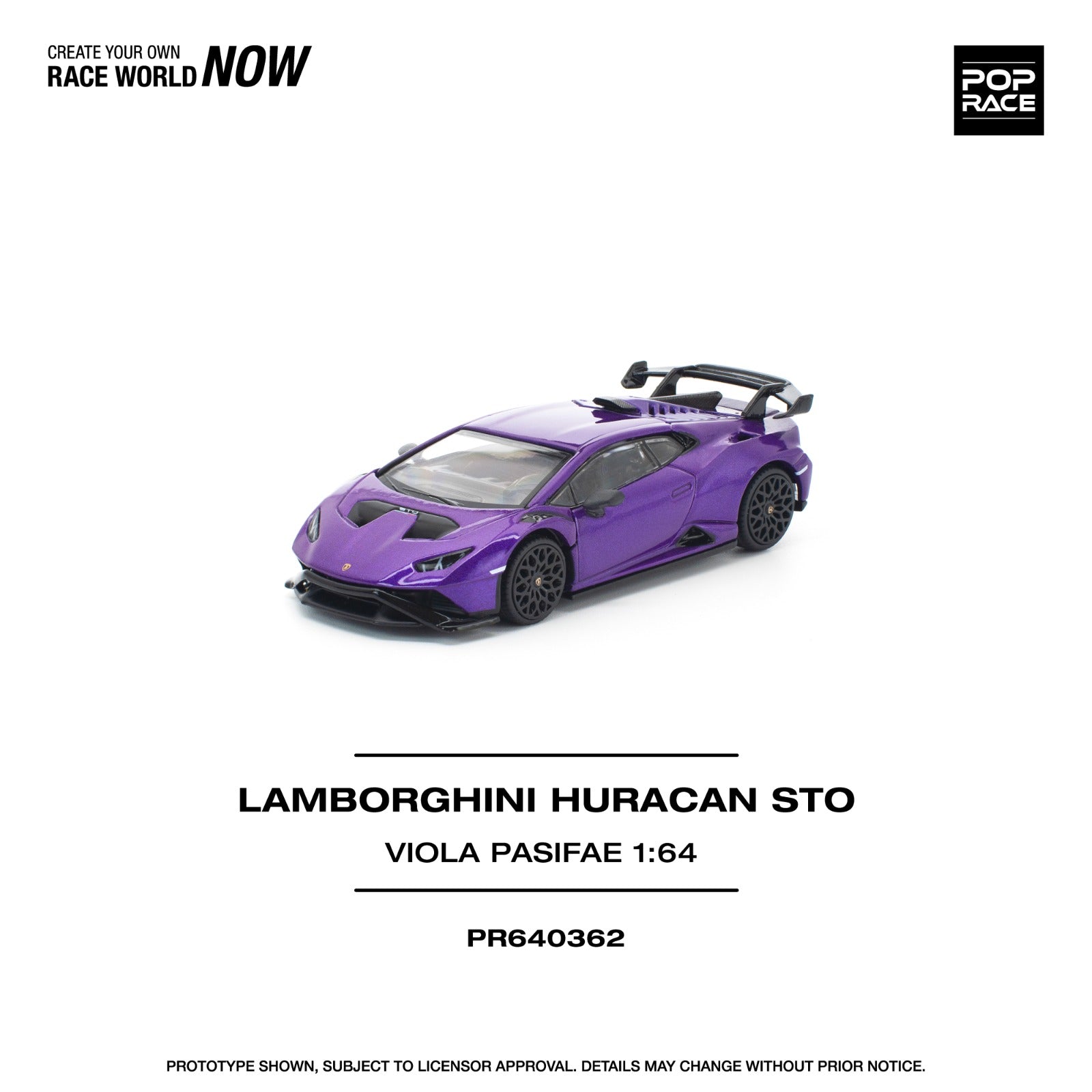 Pop Race Lamborghini Huracan STO Viola Pasifae PR640362 1/64 Die Cast