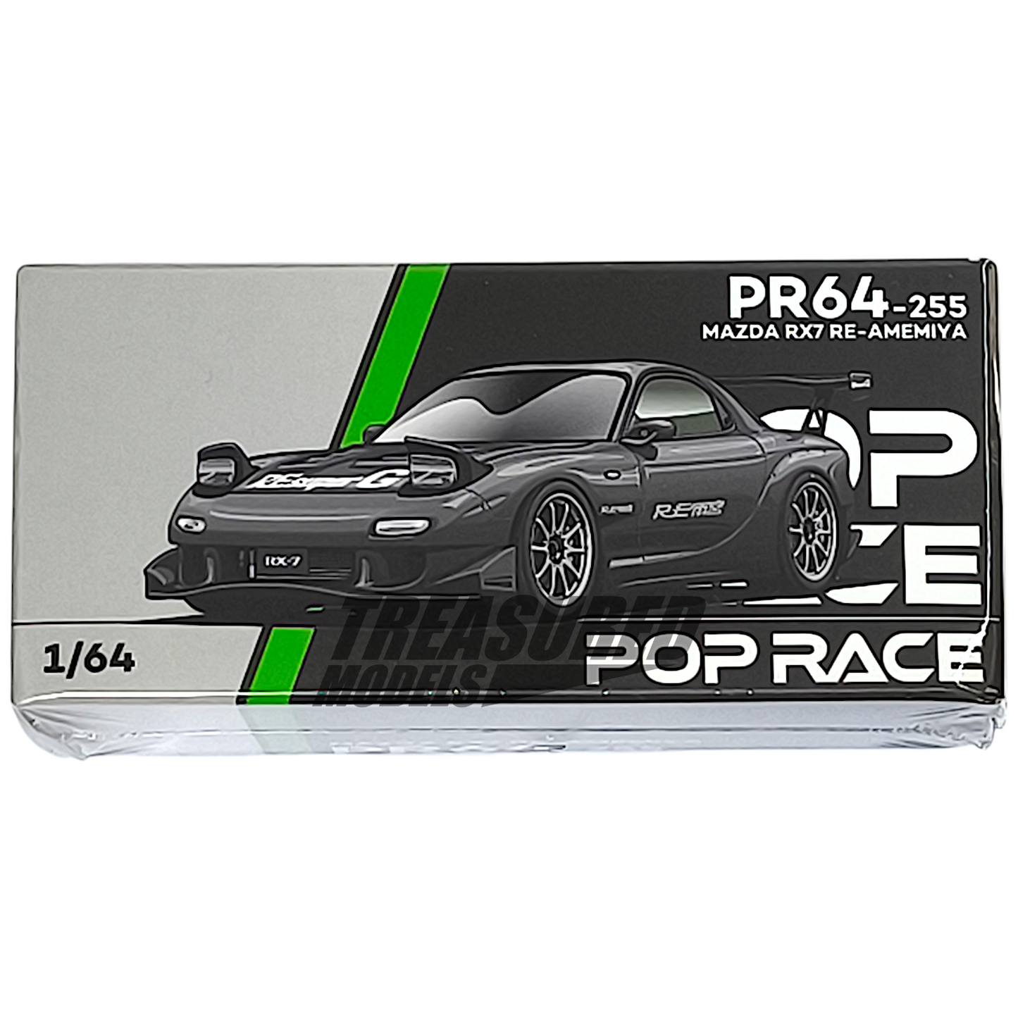 Pop Race Mazda RX-7 RE-Amemiya Gun Metal PR640255 1/64 Die Cast