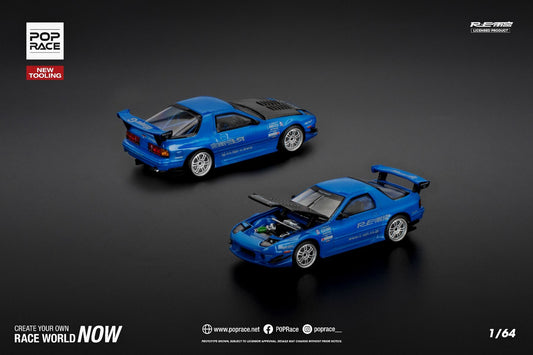 Pop Race Mazda RX7 FC3S RE-Amemiya Blue PR640290 1/64 Diecast