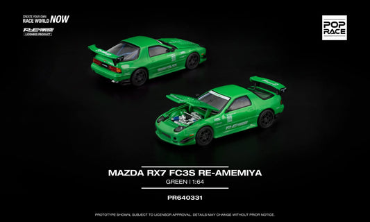 Pop Race Mazda RX7 FC3S RE-Amemiya Green PR640331 1/64 Diecast