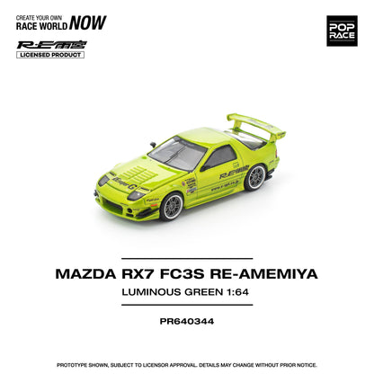 Pop Race Mazda RX7 FC3S Re-Amemiya Luminous Green PR640344 1/64 Die Cast