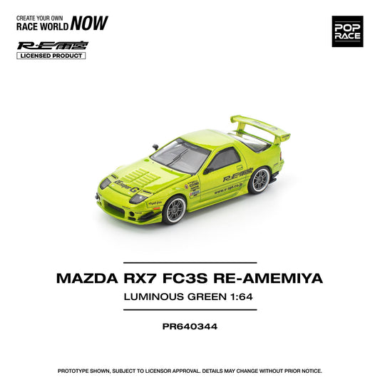 Pop Race Mazda RX7 FC3S Re-Amemiya Luminous Green PR640344 1/64 Die Cast