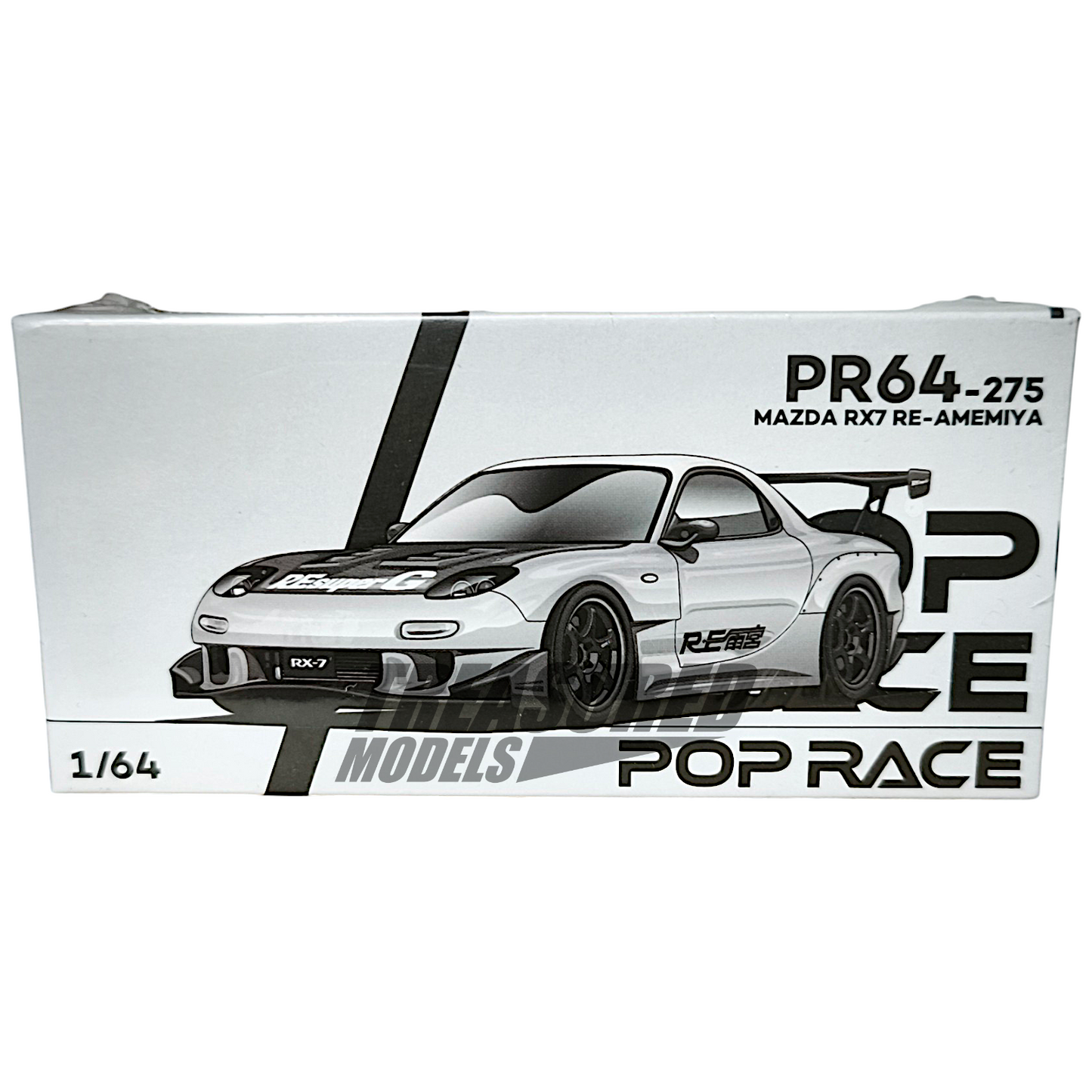 Pop Race Mazda RX7 Re-Amemiya Widebody Silver PR640275 1/64 Diecast