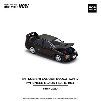 Pop Race Mitsubishi Lancer Evolution IV Pyrenees Black Pearl PR640227 1/64 Die Cast