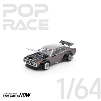 Pop Race Nissan Laurel C130 Metallic Gray PR640304 1/64 Die Cast