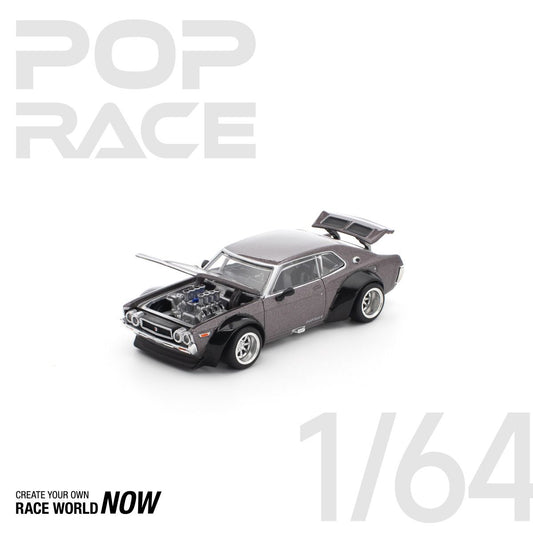 Pop Race Nissan Laurel C130 Metallic Gray PR640304 1/64 Die Cast