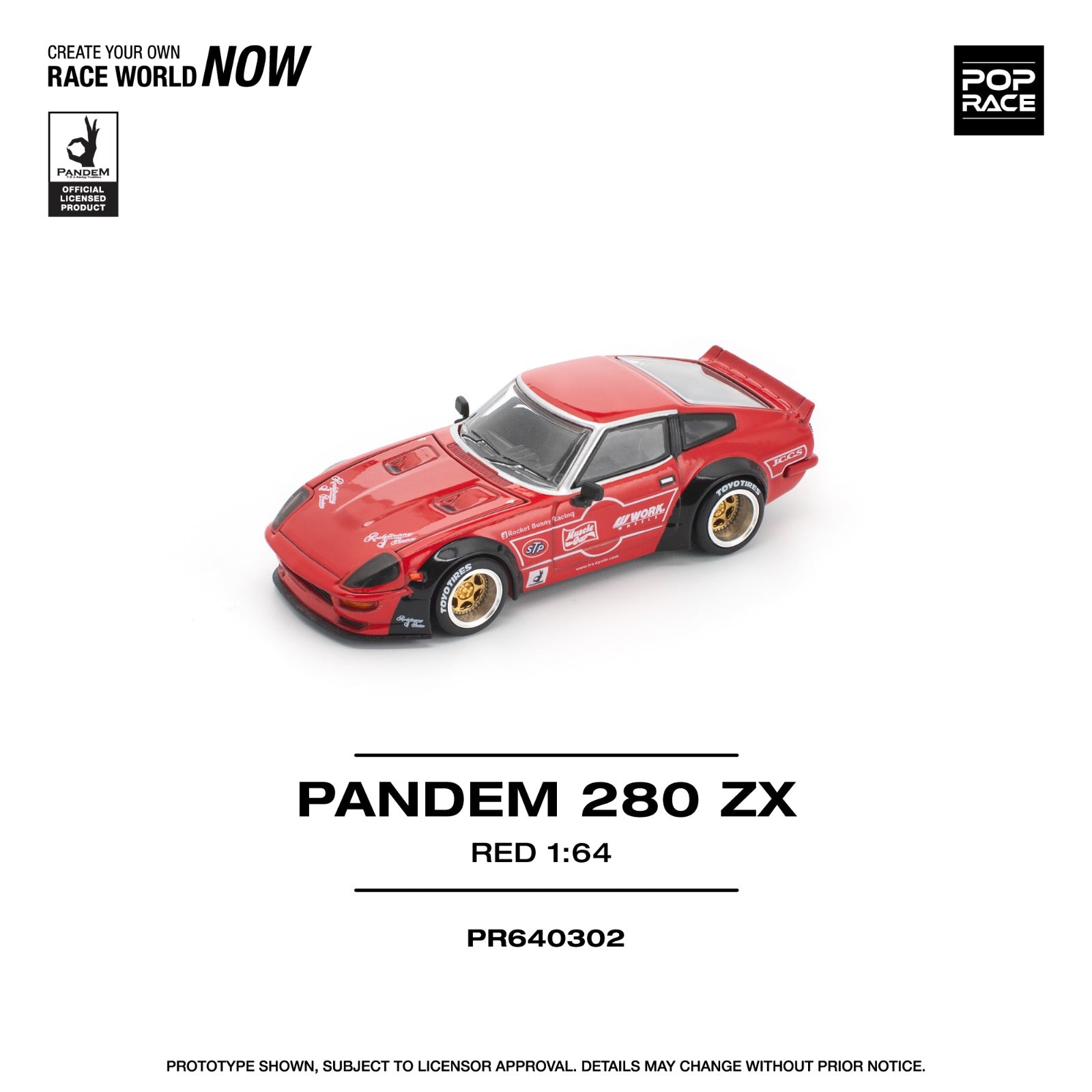 Pop Race Nissan Pandem 280 ZX Red PR640302 1/64 Die Cast